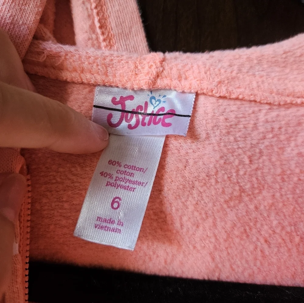 Justice Pink Hooded Jacket with Love to Smile Design